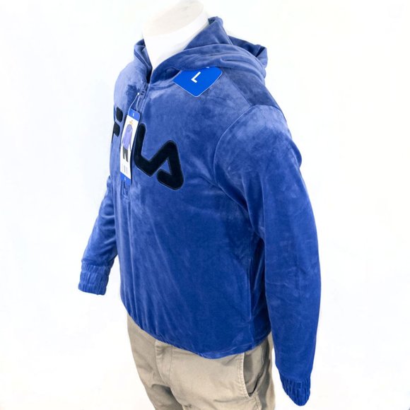 Fila Velour Quarter Zip Hoodie| NWT |Marlin Blue - Picture 1 of 10